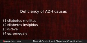 Deficiency Of Adh Causes Biology Question