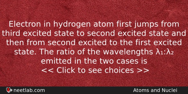 Electron In Hydrogen Atom First Jumps From Third Excited State Physics Question 