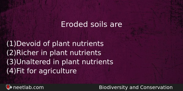 Eroded Soils Are Biology Question 