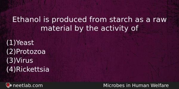 Ethanol Is Produced From Starch As A Raw Material By Biology Question 