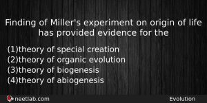 Finding Of Millers Experiment On Origin Of Life Has Provided Biology Question