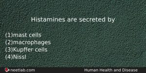 Histamines Are Secreted By Biology Question