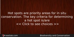 Hot Spots Are Priority Areas For In Situ Conservation The Biology Question