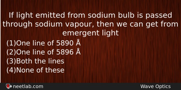 If Light Emitted From Sodium Bulb Is Passed Through Sodium Physics Question 