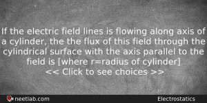 If The Electric Field Lines Is Flowing Along Axis Of Physics Question