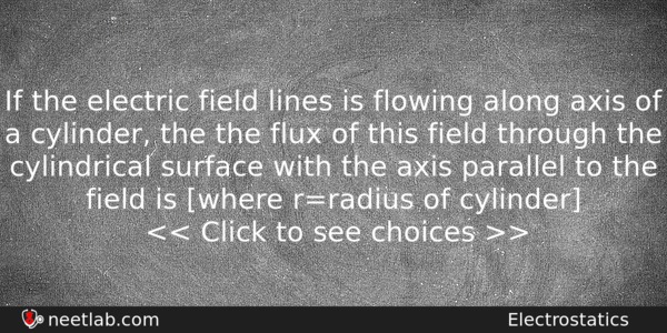 If The Electric Field Lines Is Flowing Along Axis Of Physics Question 