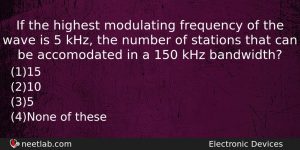 If The Highest Modulating Frequency Of The Wave Is 5 Physics Question