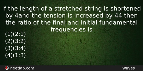 If The Length Of A Stretched String Is Shortened By Physics Question 