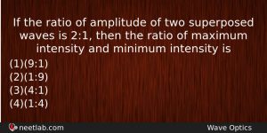 If The Ratio Of Amplitude Of Two Superposed Waves Is Physics Question