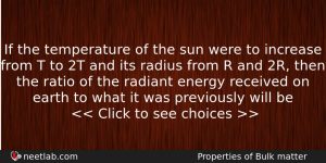 If The Temperature Of The Sun Were To Increase From Physics Question