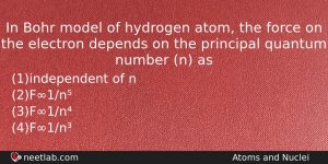 In Bohr Model Of Hydrogen Atom The Force On The Physics Question