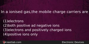 In A Ionised Gasthe Mobile Charge Carriers Are Physics Question