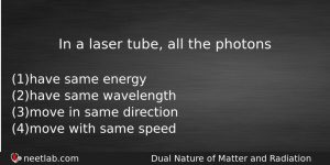 In A Laser Tube All The Photons Physics Question