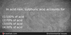 In Acid Rain Sulphuric Acid Accounts For Biology Question