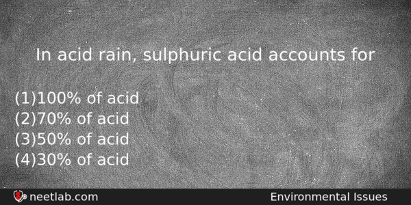 In Acid Rain Sulphuric Acid Accounts For Biology Question 