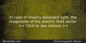 In Case Of Linearly Polarised Light The Magnitude Of The Physics Question