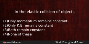 In The Elastic Collision Of Objects Physics Question