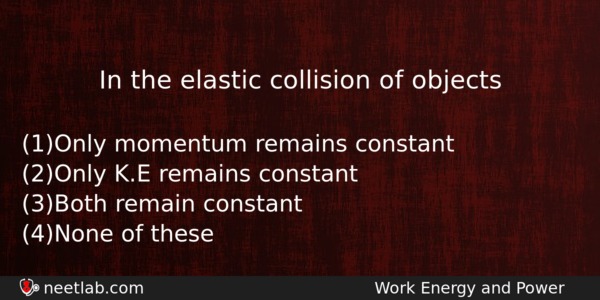 In The Elastic Collision Of Objects Physics Question 