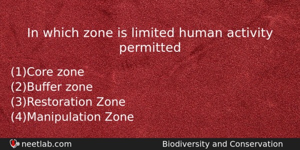 In Which Zone Is Limited Human Activity Permitted Biology Question 