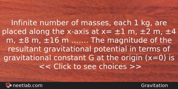 Infinite Number Of Masses Each 1 Kg Are Placed Along Physics Question 