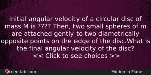 Initial Angular Velocity Of A Circular Disc Of Mass M Physics Question