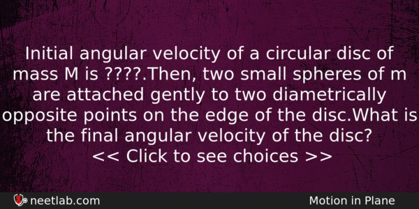 Initial Angular Velocity Of A Circular Disc Of Mass M Physics Question 