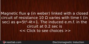 Magnetic Flux In Weber Linked With A Closed Circuit Physics Question