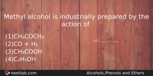 Methyl Alcohol Is Industrially Prepared By The Action Of Chemistry Question