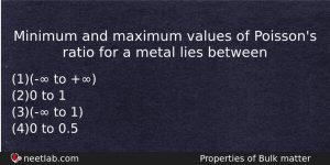 Minimum And Maximum Values Of Poissons Ratio For A Metal Physics Question
