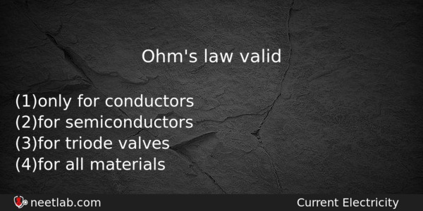 Ohms Law Valid Physics Question 