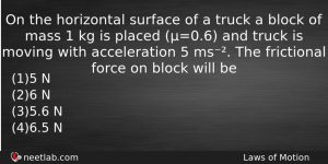 On The Horizontal Surface Of A Truck A Block Of Physics Question