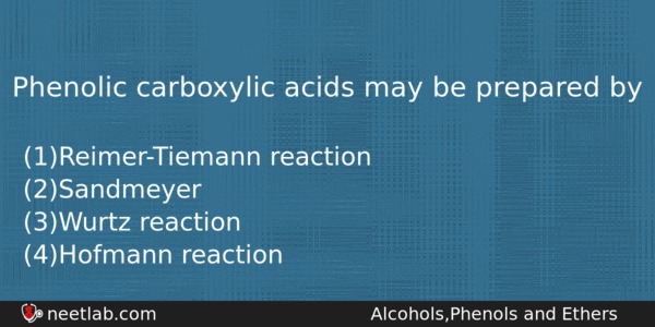 Phenolic Carboxylic Acids May Be Prepared By Chemistry Question 