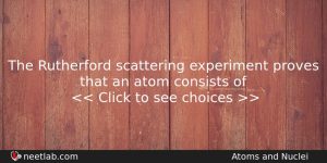 The Rutherford Scattering Experiment Proves That An Atom Consists Of Physics Question
