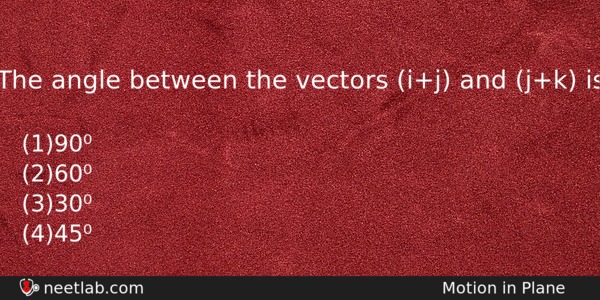 The Angle Between The Vectors I J And J K Is Neetlab