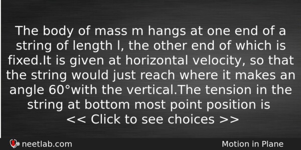 The Body Of Mass M Hangs At One End Of Physics Question 