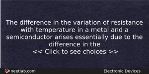 The Difference In The Variation Of Resistance With Temperature In Physics Question
