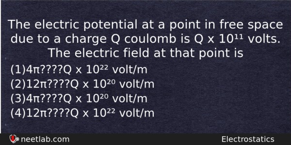 The Electric Potential At A Point In Free Space Due Physics Question 