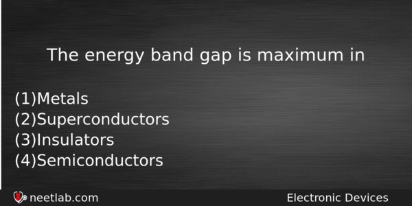 The Energy Band Gap Is Maximum In Physics Question 
