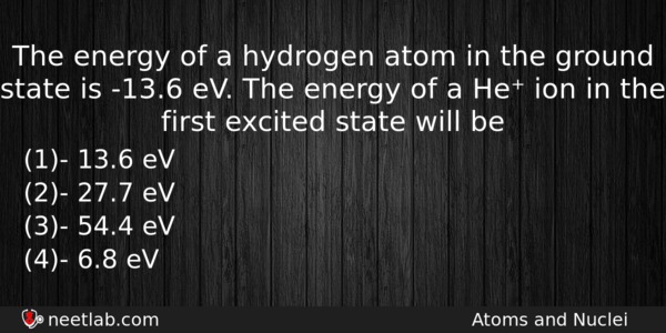 The Energy Of A Hydrogen Atom In The Ground State Physics Question 