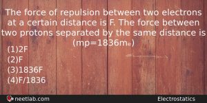 The Force Of Repulsion Between Two Electrons At A Certain Physics Question
