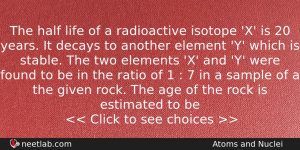 The Half Life Of A Radioactive Isotope X Is 20 Physics Question