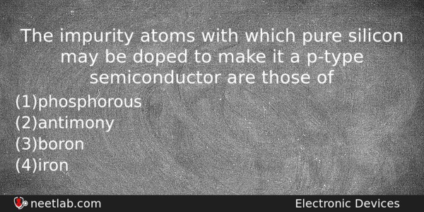 The Impurity Atoms With Which Pure Silicon May Be Doped Physics Question 