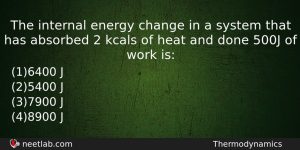 The Internal Energy Change In A System That Has Absorbed Physics Question