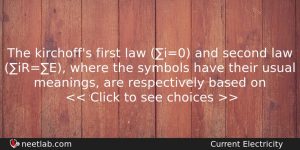 The Kirchoffs First Law I0 And Second Law Ire Where Physics Question