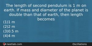 The Length Of Second Pendulum Is 1 M On Earth Physics Question