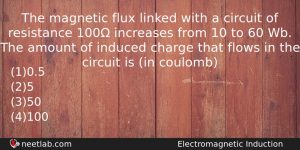 The Magnetic Flux Linked With A Circuit Of Resistance 100 Physics Question