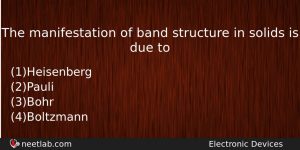 The Manifestation Of Band Structure In Solids Is Due To Physics Question