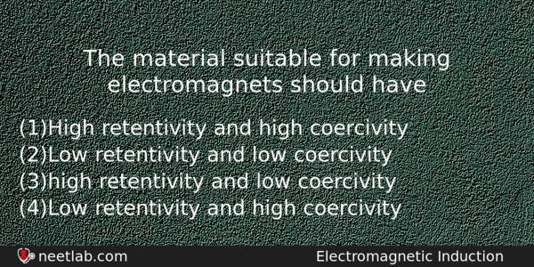 The Material Suitable For Making Electromagnets Should Have Physics Question 