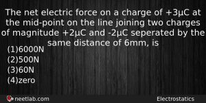 The Net Electric Force On A Charge Of 3c At Physics Question