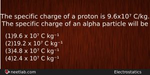 The Specific Charge Of A Proton Is 96x10 Ckg The Physics Question